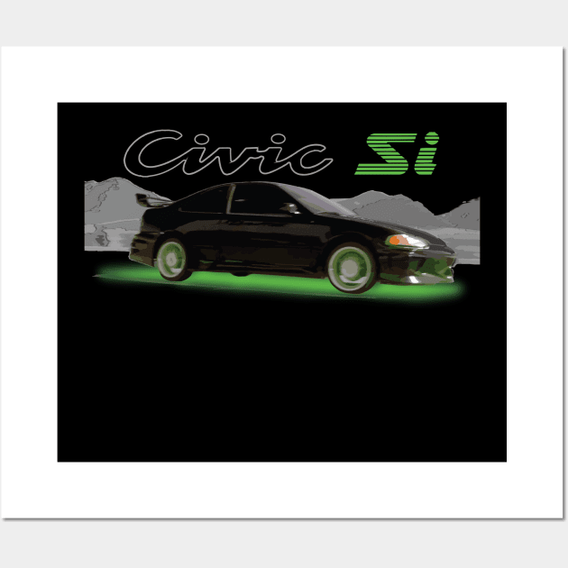 Fast Family EG Coupe Neon Street Racer Night Wall Art by cowtown_cowboy